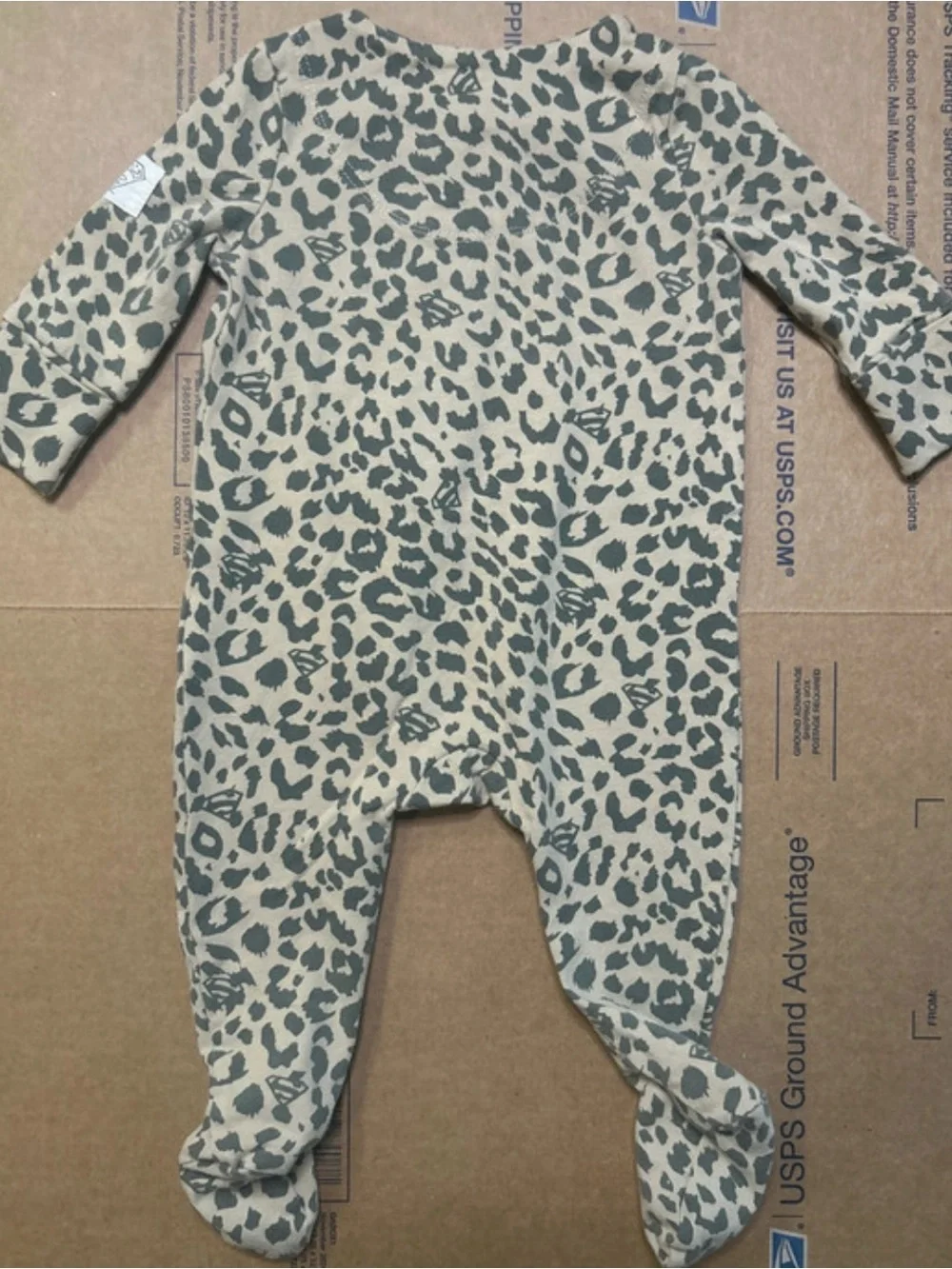 Baby Leopard-Print Footed One-Piece - Beige/Olive